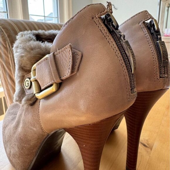 Guess Oleta Suede Faux Fur Booties Size 7.5 - Picture 4 of 5